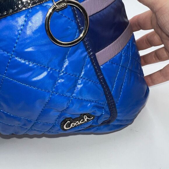 Coach RARE Poppy Blue Ice Ski Bunny Glam Tote with Two Acrylic Tags - Picture 9 of 15
